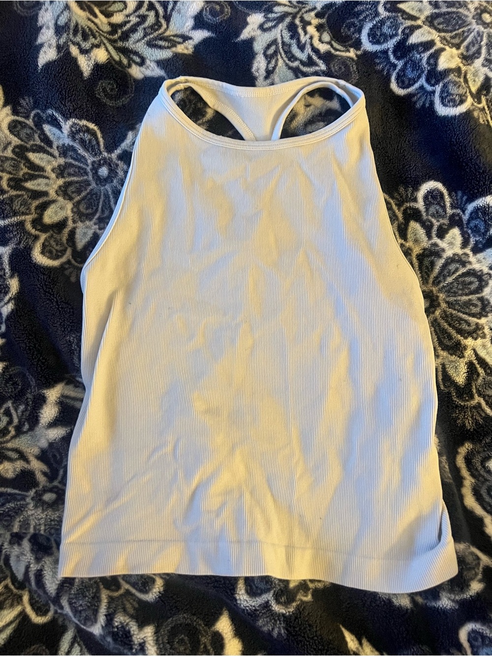 Women's Ribbed High-Neck Racerback Tank Top - White